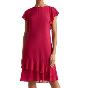 Lauren Ralph Georgette Boatneck Dress